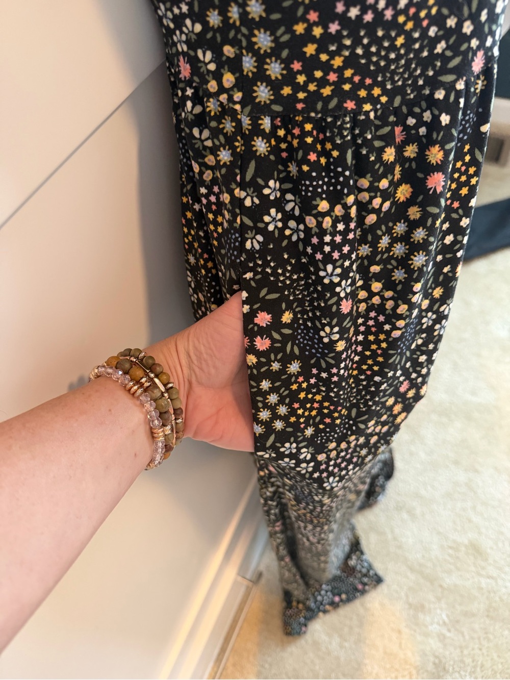 SO Floral Jumpsuit XS | Black Wide Leg Romper | Boho Tie Strap Jumpsuit - Picture 4 of 5
